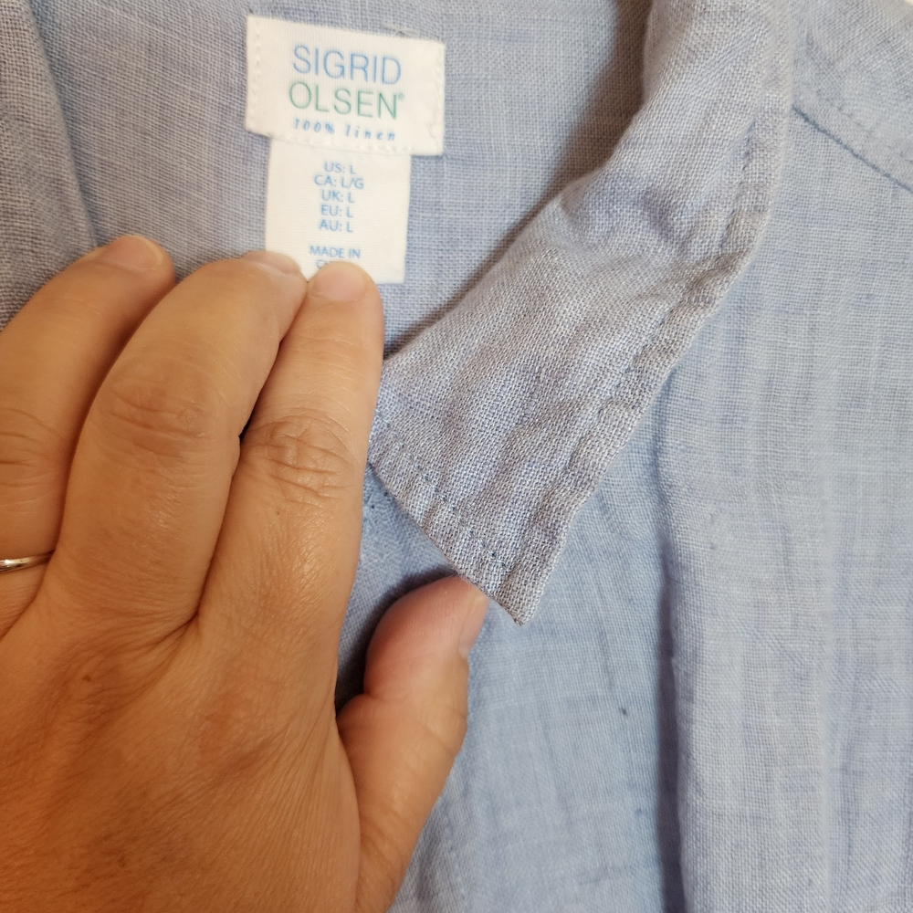 Sigrid Olsen Light Blue Linen Shirt